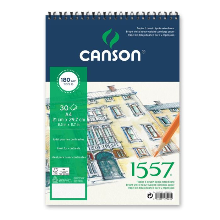 ALBUM A DESSIN 1557 A GRAIN ADOUCI 30F A4 cm 180g "CANSON" REF: 4127-423 5239 31412A004