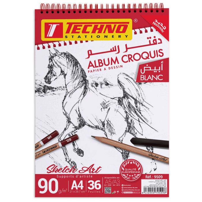 ALBUM CROQUIS 36F A4 21x29.7cm 90g "TECHNO" REF: 9509