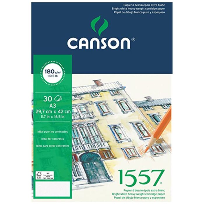 BLOC A DESSIN 1557 GRAIN ADOUCI 30F A3 180g "CANSON" REF: 204127415