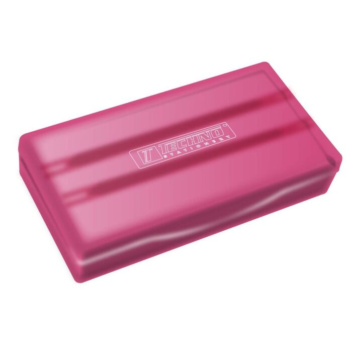 BROSSE ECOLIER AVEC COMPARTIMENT DE CRAIE OU CARTOUCHE ROSE "TECHNO" REF: 3101