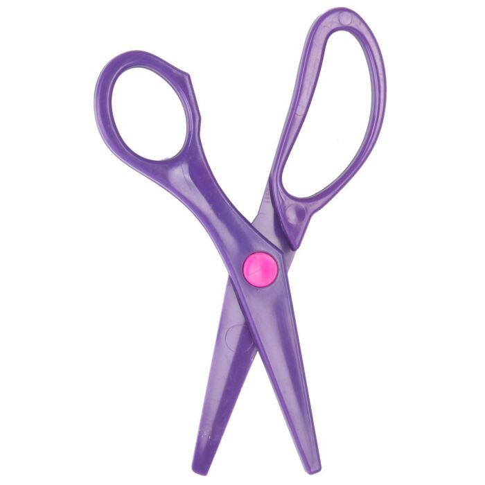 CISEAUX ECOLIER ASYMETRIQUE EN PLASTIQUE VIOLET "TECHNO" REF: 9398