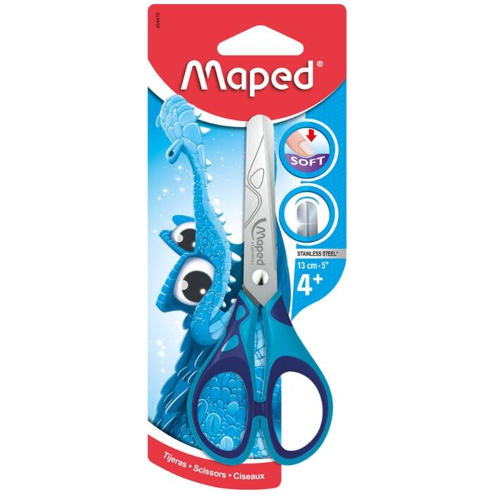 CISEAUX SOFT 13 CM SOUS BLISTER BLEU "MAPED" REF: 464410