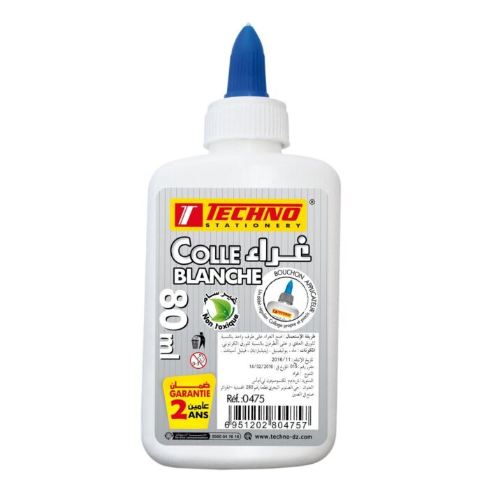 COLLE BLANCHE A BOUCHON APPLICATEUR 80ml "TECHNO" REF: 0475