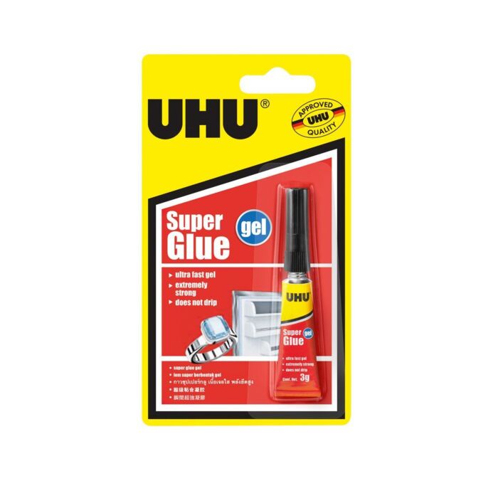 COLLE FORTE SUPER GLUE GEL HHR 3ml SOUS BLISTER "UHU" REF: 37615