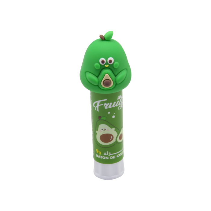 COLLE STICK FANTAISIE 9g SOUS FORME D'UN FRUIT CORPS VERT "TECHNO" REF: 7205