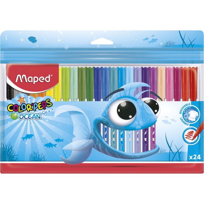 FEUTRE DE COLORIAGE OCEAN EN POCHETTE 24 COULEURS "MAPED" REF: 845722