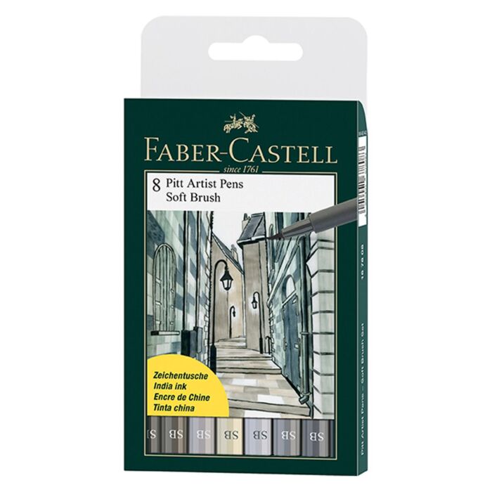 ENSEMBLE PITT ARTIST PEN SOFT BRUSH BOITE DE 8 "FABER CASTELL" REF: 167808