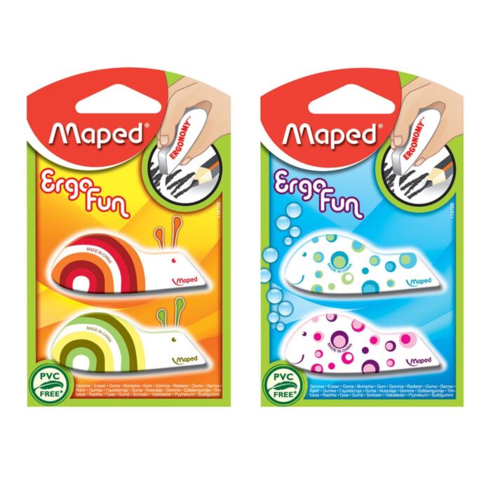 GOMME ERGO FUN MULTICOLORE X2 SOUS BLISTER "MAPED" REF: 119710