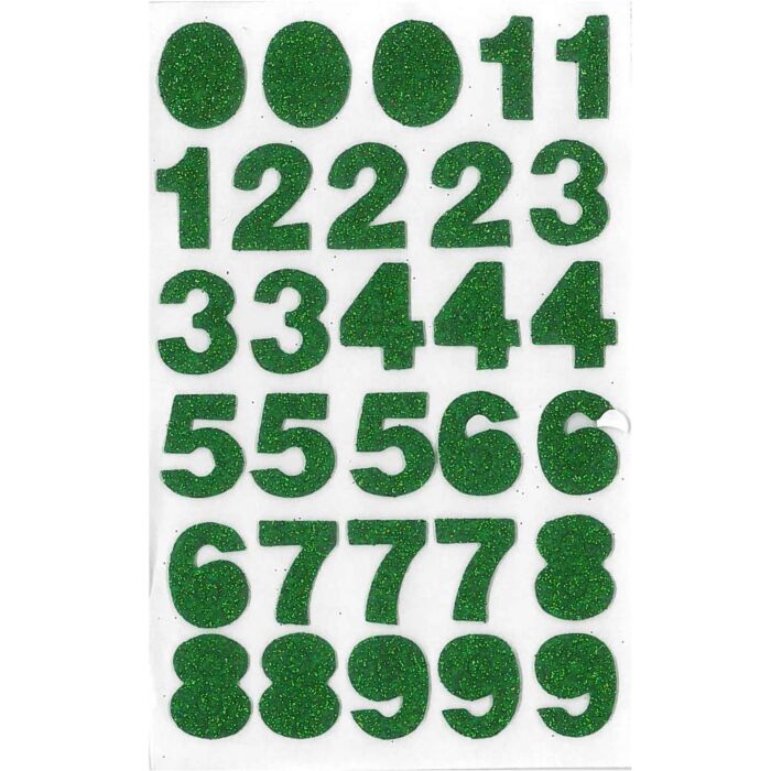 MOUSSE ADHESIVE NUMEROS VERT "TECHNO" REF: 4610