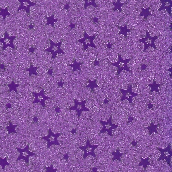 PAPIER CADEAU PAILLETE ETOILES 50 x 70 cm PQT 20 FEUILLES VIOLET "TECHNO" REF: 4971