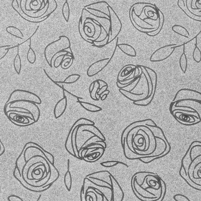 PAPIER CADEAU PAILLETE FLEURS 50 x 70 cm PQT 20 FEUILLES ARGENTE "TECHNO" REF: 4974