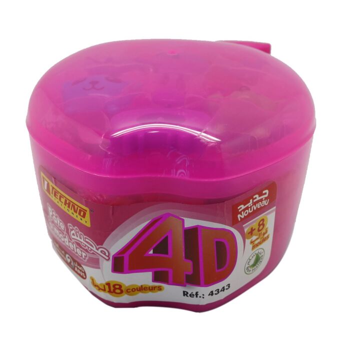 PATE A MODELER EN POT 18 COULEURS + 8 MOULES ROSE "TECHNO" REF: 4343