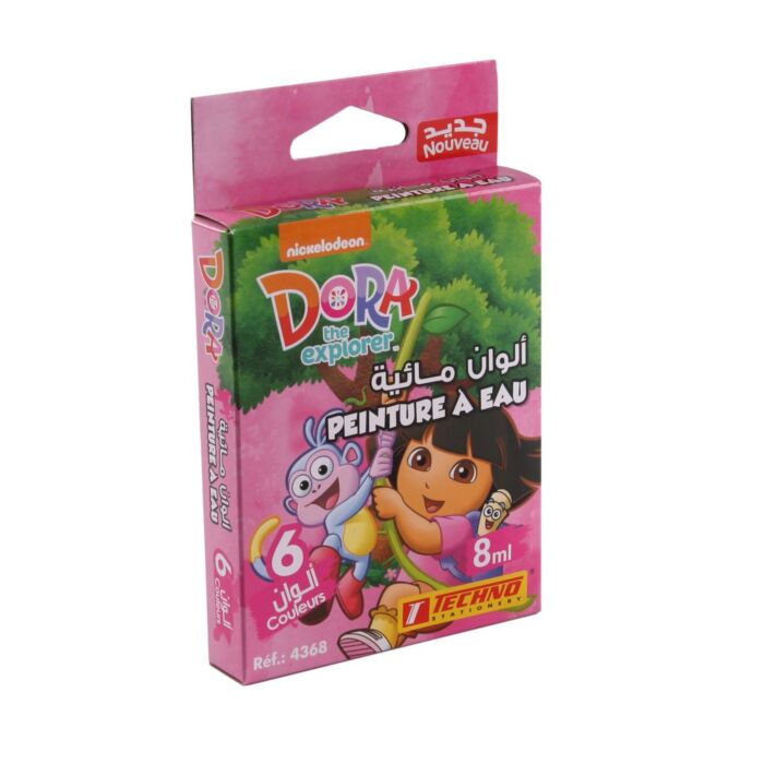 PEINTURE A EAU DE 06 COULEURS MOTIF DORA ROSE "TECHNO" REF: 4368