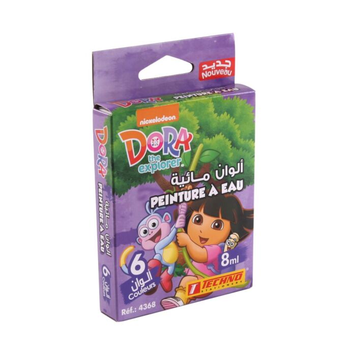 PEINTURE A EAU DE 06 COULEURS MOTIF DORA VIOLET "TECHNO" REF: 4368