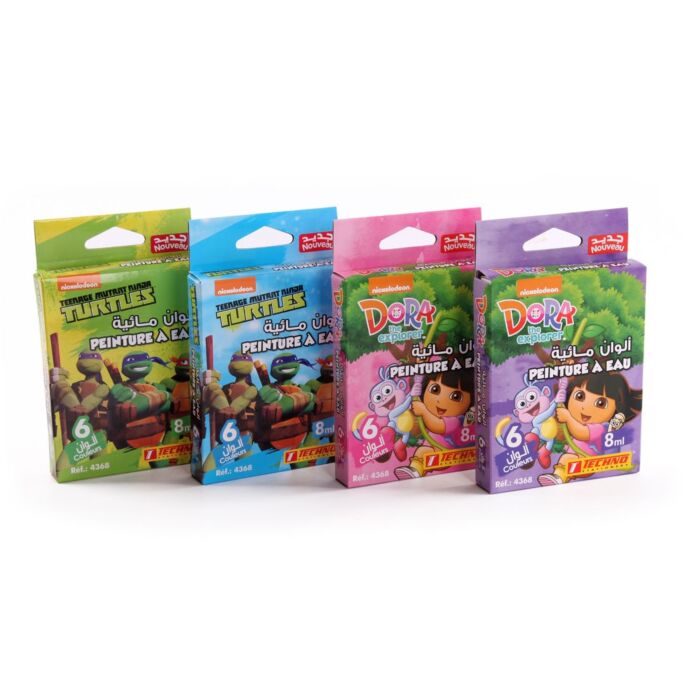 PEINTURE A EAU DE 06 COULEURS MOTIF ENFANT "TECHNO" REF: 4368