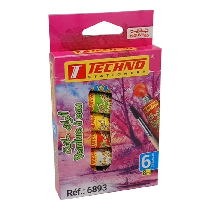 PEINTURE A EAU DE 06 COULEURS MOTIF STANDARD ROSE"TECHNO" REF: 6893