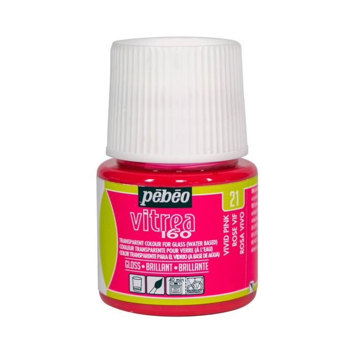 Peinture VITREA 160 BRILLANT FLACON DE 45ml ROSE VIF "PEBEO" REF: 111021