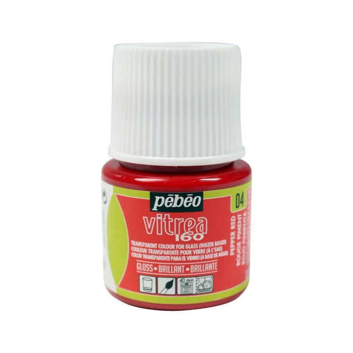 Peinture VITREA 160 BRILLANT FLACON DE 45ml ROUGE PIMENT "PEBEO" REF: 111004