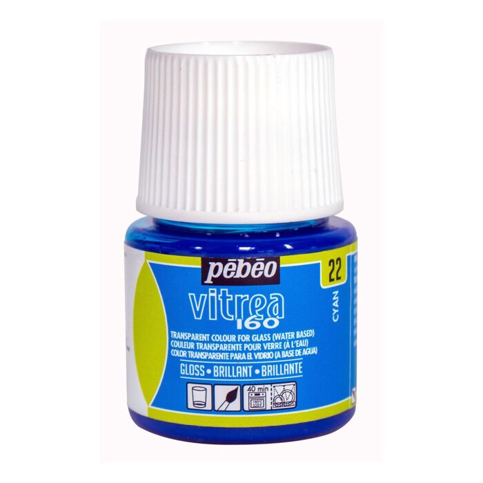 Peinture VITREA 160 BRILLANT FLACON DE 45ml CYAN "PEBEO" REF: 111022