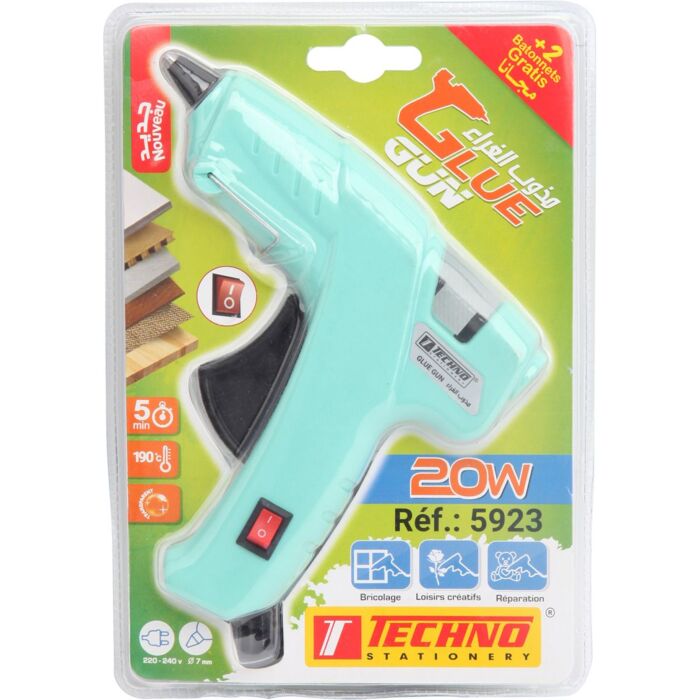 PISTOLET DE COLLE 20 W AVEC SWITCH ON/OFF "TECHNO" REF: 5923
