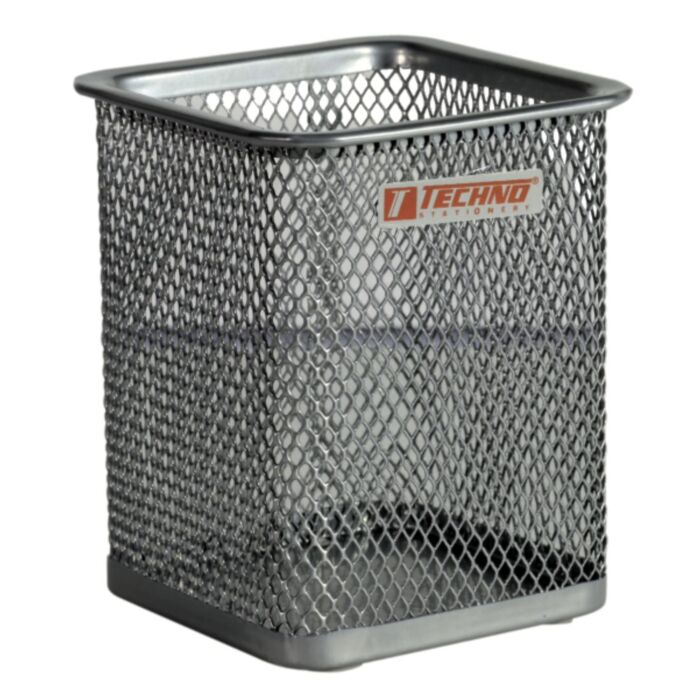 POT A CRAYONS METALLIQUE GRILLEE CARRE "TECHNO" REF: 0806