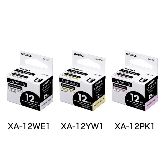 RECHARGE ETIQUETEUSE BLANCHE LABEMO 12mm "CASIO" REF: XA-12WE1