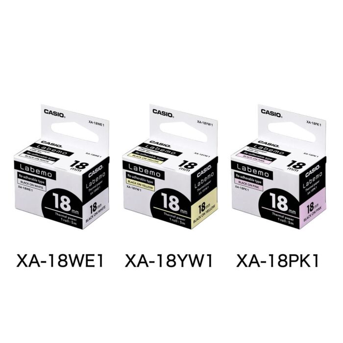 RECHARGE ETIQUETEUSE JAUNE LABEMO 18mm "CASIO" REF: XA-18YW1