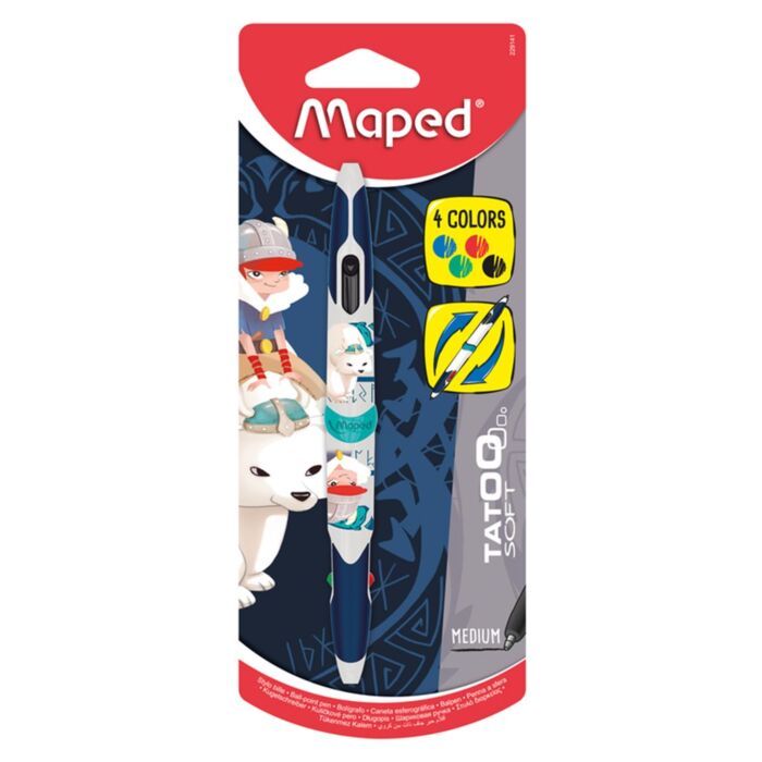 STYLO 04 COULEURS TWIN TIP SOUS BLISTER VIKING "MAPED" REF: 229141