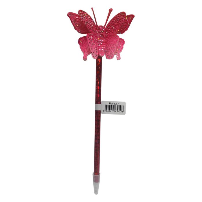 STYLO FANTAISIE PAPILLON CORPS ROUGE "TECHNO" REF: 5357