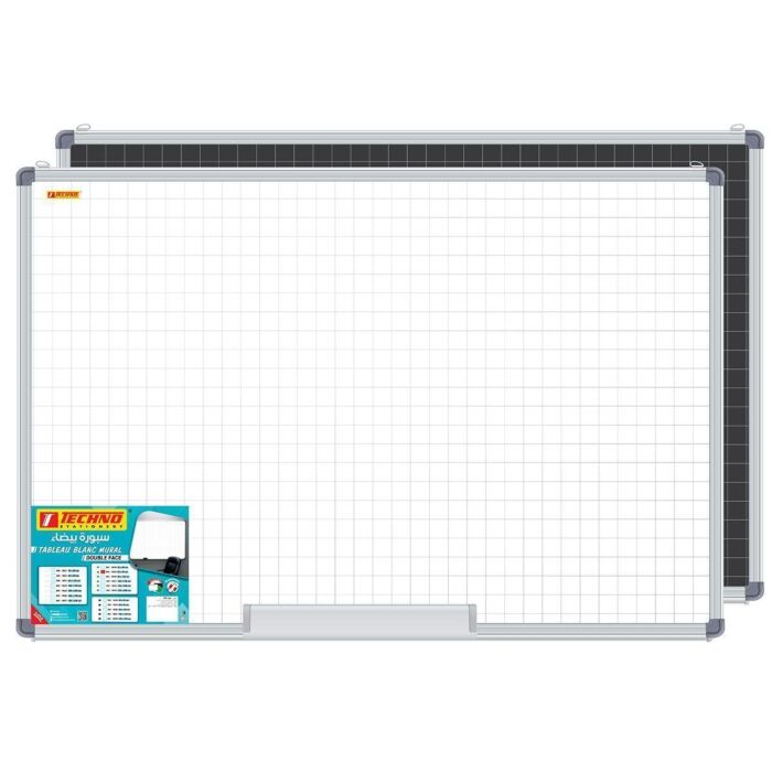 TABLEAU BLANC MURAL QUADRILLE D-FACES BLANC/VERT 60 x 90 cm "TECHNO" REF: 9829