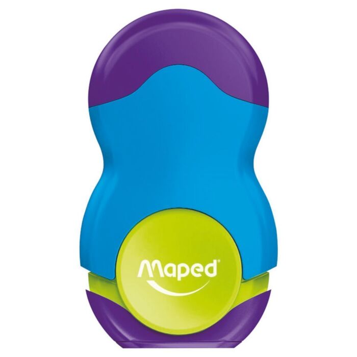 TAILLE-CRAYONS GOMME LOOPY COLORFUL 1 TROU BLEU MAUVE "MAPED" REF: 049121