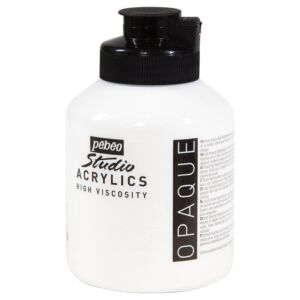 ACRYLIC STUDIO POT DE 500mlBLANC TITANE "PEBEO" REF: 171011