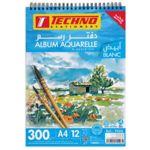 ALBUM AQUARELLE 12F A4 21x29.7cm 300g "TECHNO" REF: 9506