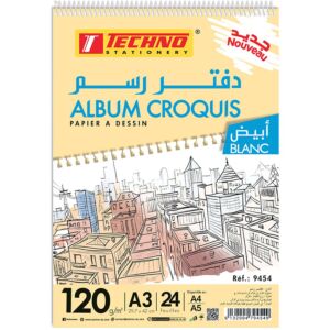 ALBUM CROQUIS 24F A3 42x29.7cm 120g "TECHNO" REF: 9454