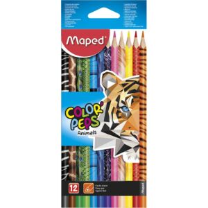 CRAYONS COULEURS COLOR'PEPS ANIMAL DE 12 COULEURS "MAPED" REF: 832212