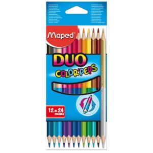 CRAYONS COULEURS COLOR'PEPS DUO DE 12 COULEURS "MAPED" REF: 829600