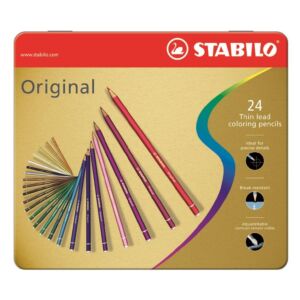 CRAYONS COULEURS DE 24 COULEURS ORIGINAL BOITE EN METAL "STABILO" REF: 8774-6