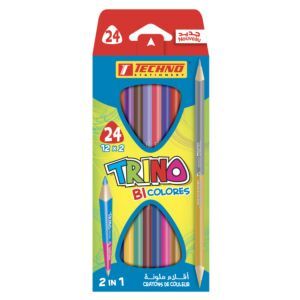 CRAYONS COULEURS TRINO BI COLORES DE 12 "TECHNO" REF: 4373