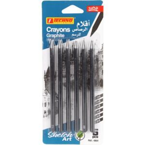 CRAYONS GRAPHITE SANS BOIS CARTE 6 PCS_ 2H_HB_2B_4B_6B_8B "TECHNO" REF: 4864