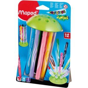 FEUTRE JUNGLE SOUS BLISTER DE 12 COULEURS COLOR'PEPS "MAPED" REF: 845445