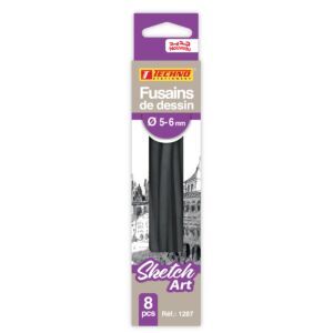 FUSAINS DE DESSIN 5-6mm BOITE DE 08 PCS "TECHNO" REF: 1287