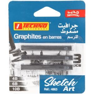 GRAPHITES EN BARRES CARTE 3 PCS_ 4B_6B_10B "TECHNO" REF: 4863