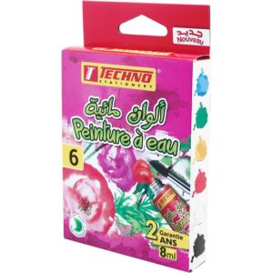 PEINTURE A EAU DE 06 COULEURS MOTIF STANDARD "TECHNO" REF: 0126
