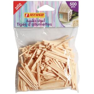 TIGES D'ALLUMETTES 2mmx42mmx2mm PAQUET DE 500 PIECES COULEURS NATUREL "TECHNO" REF: 5018