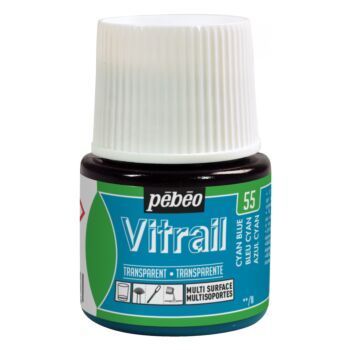 PEINTURE VITRAIL 45ml BLEU CYAN "PEBEO" REF: 50055