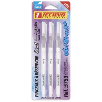 PINCEAUX RONDS A RESERVOIR CARTE 3 PIECES "TECHNO" REF: 5753