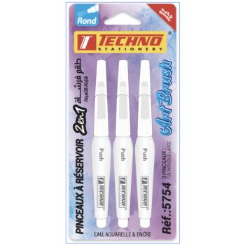 PINCEAUX RONDS A RESERVOIR CARTE 3 PIECES "TECHNO" REF: 5754