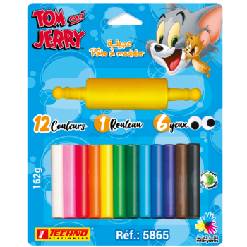 PATE A MODELER DE 12 COULEURS AVEC 1 ROULEAU ET 6 YEUX LICENCE TOM AND JERRY "TECHNO" REF: 5865