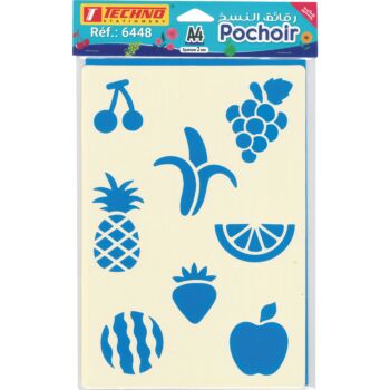 POCHOIR EN PVC A4 FRUITS "TECHNO" REF: 6448