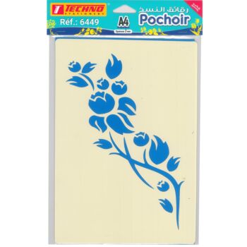 POCHOIR EN PVC A4 FLEURS "TECHNO" REF: 6449
